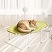 Leefasy Cat Lounge Chair Cat Raised Bed Floor Standing Resting Hammock Bed Pet Cot for Puppy Rabbit Small Animal Indoor Cats, Beige Yellow