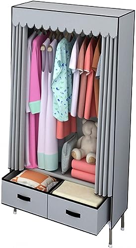 Armoire portable en toile contre la poussière : penderie en tissu grise de 165 cm