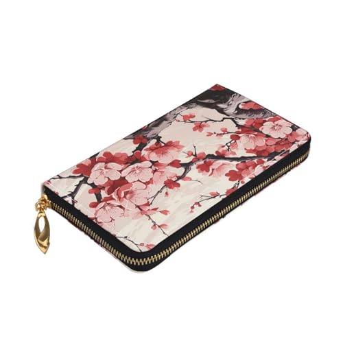 Japanese Floral Cherry Blossom Women's Wallet Large Capacity Credit Card Holder Zip Phone Clutch Ladies Travel Purse3