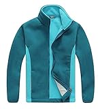 Elastischer Kordelzug am Saum CAMLAKEE Jungen Mädchen Fleece Jacke Verdickte Outdoorjacke mit Reißverschluss und Stehkragen Blau L: 122-128(6-7 Jahre)