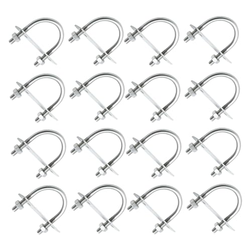 Aynaxcol 16 Pcs Round U Bolts, M6 x 34 mm x 75mm Round Bend U Clamp, U-Bolts with Nut Plate Washer for Pipes Wood Tubes