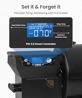 Z GRILLS ZPG-550B2 Wood Pellet Grill & Smoker with PID 3.0 Controller, 553 sq in Cooking Area, Meat Probe, Hopper Cleanout, 8 in 1 BBQ Grill Outdoor Auto Temperature Control, Black