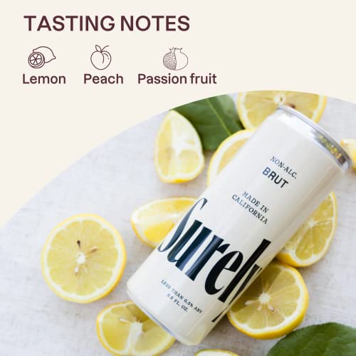 Surely Non Alcoholic Wine, Alcohol-Removed California Sparkling Brut, De-alcoholized White Wine, 5g Sugar, 25 Calories, Low Calorie, Low Sugar, Ready to Drink Mocktail, Pack of 4 (8.5 fl oz per can) - Thumbnail 6