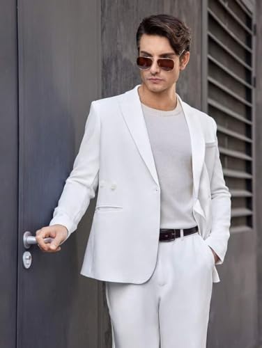 EMERAIDVLN Men's 2 Piece Suits Slim Fit Fashion 2 Button Peak Lapel Blazer and Pants Suit Set for Wedding Business Prom4