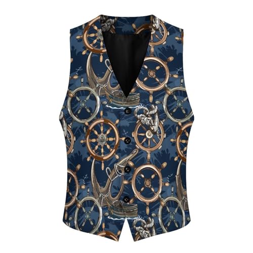 Ship Helm And Anchors-Theme Novelty Men's Suit Vest Casual Formal Dress Vests Business Waistcoat3