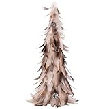 15.5' Brown and Gray Feather Layered Cone Tree Christmas Decoration