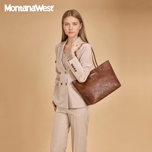 Image of Montana West Medium Tote Bags for Women Shoulder Handbag with Zipper Lightweight Everyday Purse for Work, Travel, or Shopping