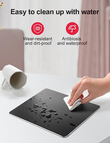 Image of VAYDEER Hard Black Metal Aluminum Mouse Pad Mat Smooth Magic Ultra Thin Double Side Mouse Mat Waterproof Fast and Accurate Control for Gaming and Office(Small 9.05X7.08 Inch)