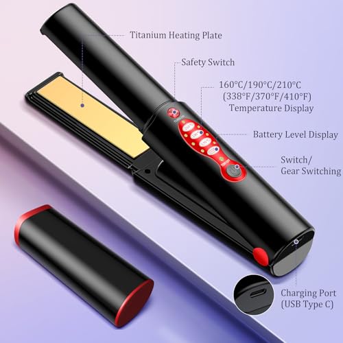 Plancha de Pelo Mini Recargable USB con Placas de Titanio miniatura 4