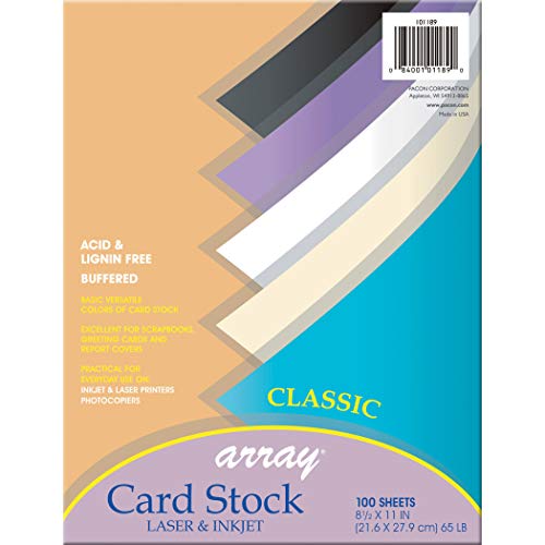 Pacon Card Stock, Classic Assortment, 5 Colors,  8-1/2" x 11", 100 Sheets