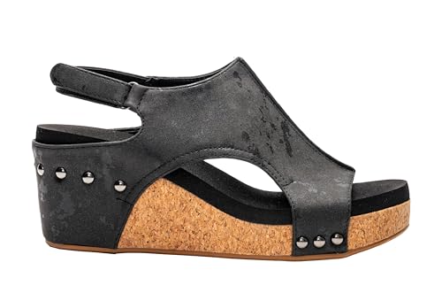 Image of Corkys Footwear Womens Carley Wedges, Featuring Corkys EVA Foam Cushioned Insoles, A 2.5 Inch Heel, Lightweight For All Day Wear, And Hook And Loop Closure