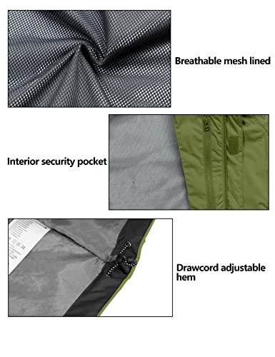 Little Donkey Andy Men's Waterproof Rain Jacket Outdoor Lightweight Rain Shell Coat For Hiking,Golf,Travel Olive Size Xxl #TOP4