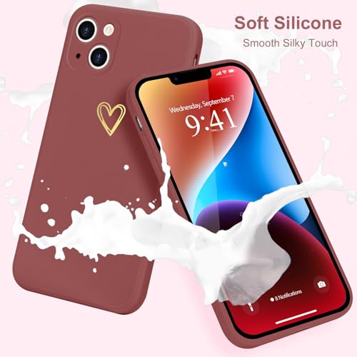 Image of Wirvyuer for iPhone 14 Case Cute Slim Shockproof Phone Case with Wireless Charging Support and Protection, Red
