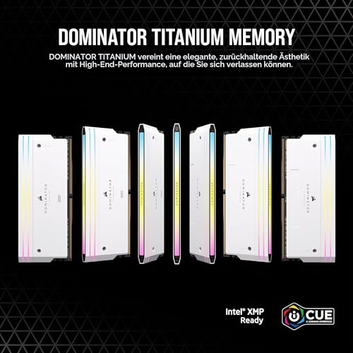 CORSAIR Dominator Titanium RGB DDR5 RAM 64GB (4x16GB) Bis zu 6400MHz CL32 Intel XMP 3.0 Desktop-Arbeitsspeicher – Weiß (CMP64GX5M4B6400C32W) – Ansicht 2