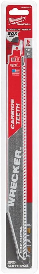 Milwaukee Electric - 12IN 6 TPI Wrecker SAWZALL Blade 5 PK