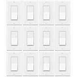 ELECTECK 12 Pack Single Pole Rocker Light Switch, 15A 120/277V, Wallplate Included, UL Certified