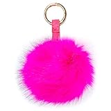 jtkdxqs Faux Fur Pom Pom Keychain Fluffy Ball Key Chain 6' for Women Car Keyring Bag backpack Charm,rose