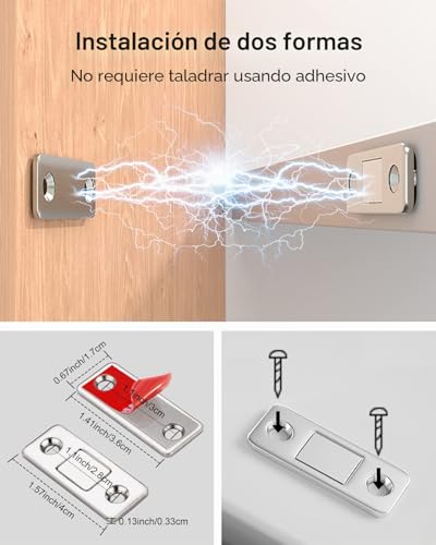 Miniatura 2 de Iman Puertas Armario Jiayi 2 Pcs Cierre Magnetico Ultra-Fino Pestillo Puerta Corredera Armario, Iman Adhesivo De Cocina Mueble Cierre Cajones Alacena Clausura