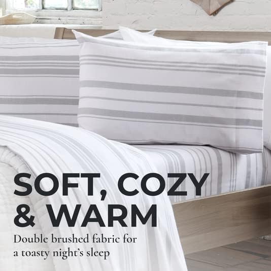 Miniatura 2 de Juego de sábanas de franela de peso pesado de 100 algodón turco de Great Bay Home Sábanas de invierno cálidas de lujo acogedoras Colección Raye