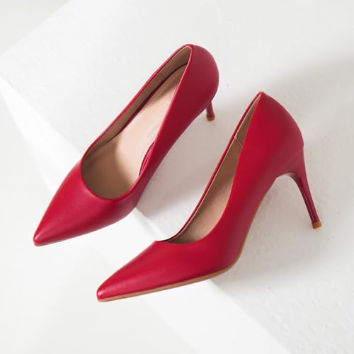 Image of Women's Low Kitten Heel Pumps Classic Fashion Dress Pumps Simple Heeled Shoes for Office Work
