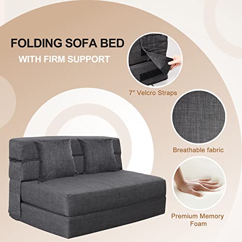 Nigoone Queen Size Folding Sofa Couch Memory Foam With 2 Pillows Sleeper Chair Lazy Couch Triple Futon Convertible Guest Beds thumb #6