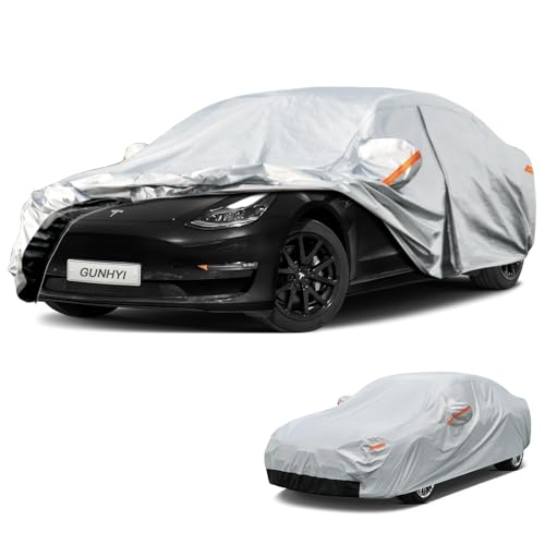 Image of GUNHYI 6 Layers Car Cover Custom Fit Tesla Model 3 (2017-2026) Waterproof All Weather, Heavy Duty Outdoor Snow Sun Rain Uv Protection (Ships from US Warehouse, Delivery 3-8 Days)