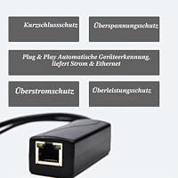 REVODATA 2.5G PoE Splitter 12V/1A, DC 5.5 * 2.1mm Stecker, 48V PoE auf DC 12V/1A 12W Ausgang, 2.5Gbps Ethernet konform IEEE802.3af/at, Plug and Play für IP Kamera, Smart Home – Ansicht 4