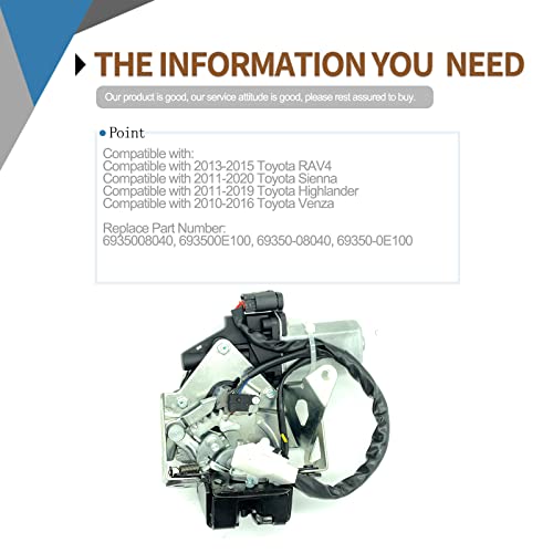 693500E100 Rear Power Gate Lock Actuator Compatible for 2010-2019 Highlander 2011-2020 Sienna 2013-2015 RAV4 09-15 Venza Trunk Power by NBWIYQP - Image 5