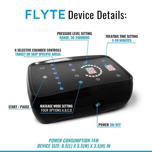 Exerscribe Flyte Air Compression Boots - Portable Full Leg Recovery System Massager For Circulation & Muscle Recovery - 4 Modes, 30-240Mmhg (M) #TOP3
