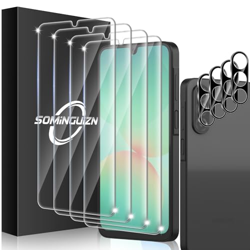 SOMINGUIZN 4+4 Pack for Samsung Galaxy A26 5G Screen Protector & Phone Camera Lens Protector 9H Tempered Glass Cell Phone Protector (Galaxy A26)