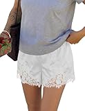 LOMON Satin Silk Shorts for Women Y2K Low Rise Lace Trim Mini Shorts Cute Coquette Lounge Pajama Half Slip Bottoms Pearl White S