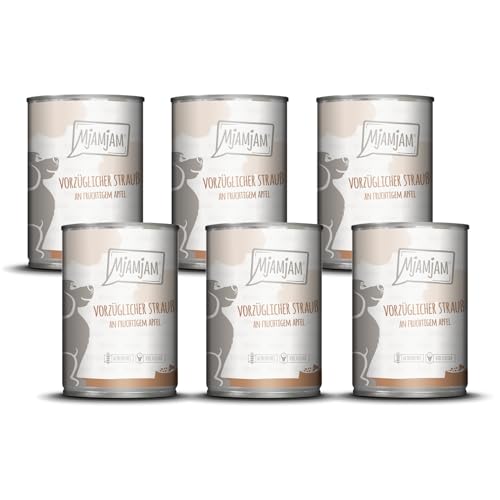 Produktbild von Mjamjam Hunde Nassfutter Dose Strauß mit Apfel - 6 x 400 g