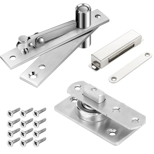 330 LBS Pivot Hinge Set with Magnetic Door Catch for Large & Heavy Wood Doors – HBL’ Hidden Pivot Door Hardware for Bookshelves, Built-in Ball Bearings for Smooth & Quiet Operation.