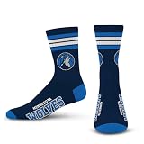 For Bare Feet NBA Minnesota Timberwolves 4 Stripe Deuce Crew Socks Adult Large