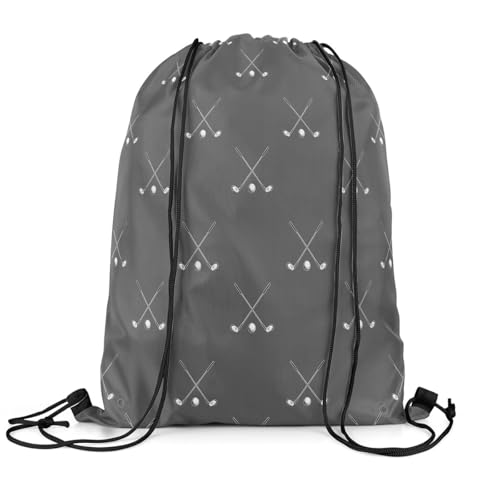 Castle Fairy Golf Sports Waterproof Drawstring Bag,Modern Ball Gaming Backpack for Shopping Travelling,Simple Dark Grey Sackpacks Gym Pack3