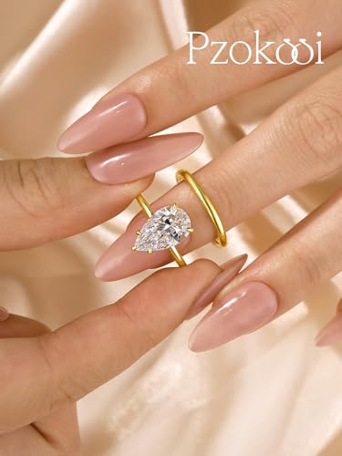 4.0ct Pear Shaped Wedding Ring Set for Women,No Tarnish 925 Sterling Silver 5A CZ Diamond Bridal Ring Set4