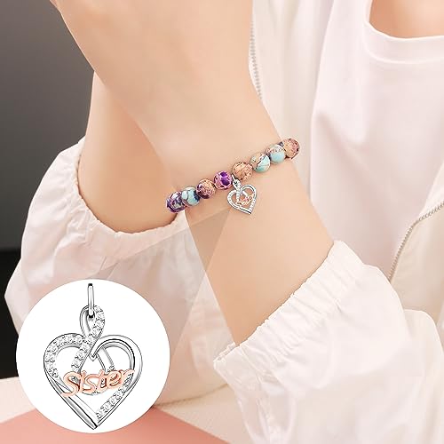 𝗚𝗶𝗳𝘁𝘀 𝗳𝗼𝗿 𝗪𝗼𝗺𝗲𝗻 𝗜𝗻𝗳𝗶𝗻𝗶𝘁𝘆 𝗟𝗼𝘃𝗲 𝗛𝗲𝗮𝗿𝘁 𝗕𝗿𝗮𝗰𝗲𝗹𝗲𝘁 Christmas Birthday Gifts for Sister Daughter Granddaughter Grandma, Natural Colorful Imperial Jasper Bracelet for Mom Wife Nana Aunt2