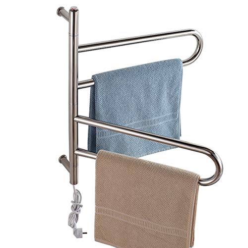 LIMENQIN Calentador de Toallas, toallero calefactado de Pared, con Enchufe o cableado, 4 Barras, 55 W de bajo Consumo, Apto for baños.