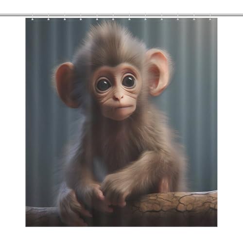 Rideau de douche singe 100% polyester haute densité lavable 168x183 cm