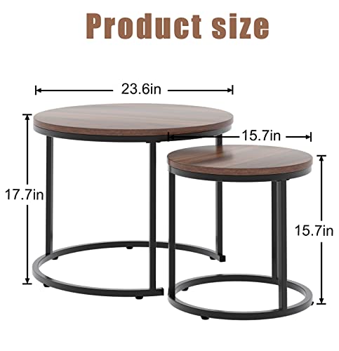 Garden 4 You Nesting Coffee Table Rustic Brown 2 Sets For Small Place Engineered Wood Sofa End Side Table For Living Room Cabin Bed Room Dining Room #TOP2