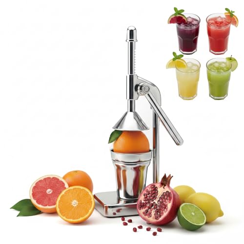 Hand Press Juicer Machine, Manual Orange Juicer and Professional Citrus Juicer for Orange Juice Pom Lime Lemon Juice,Home and Commercial Extractors Squeezer, Easy to Clean, Silver