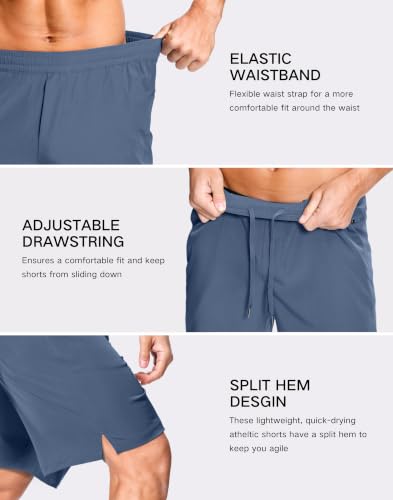 Image of GGJ Men's Lightweight Athletic Shorts with 2 Zipper Pockets 7 inch /9 inch /5 inch Gym Workout Running Quick Dry Tennis Shorts for Men