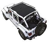 SPIDERWEBSHADE Jeep Wrangler JL Mesh Shade Top Sunshade UV Protection Accessory USA Made with 5 Year Warranty for Your JL 4-Door (2018 - current) in Black