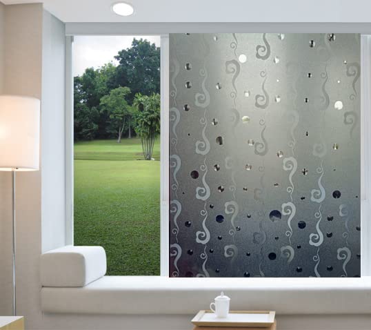 Image of SUNBIRD Window Privacy Film, Decorative Stained Glass Window Film, Frosted Window Tinting Film for Home, House Door Glass ('12 X 48' INCHES, SEA Horses)
