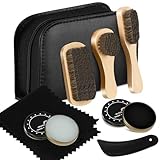 Loopeer 8 Pcs Shoe Shine Kit Leather Shoe Polish Brush Care Kit (Black,Classic)
