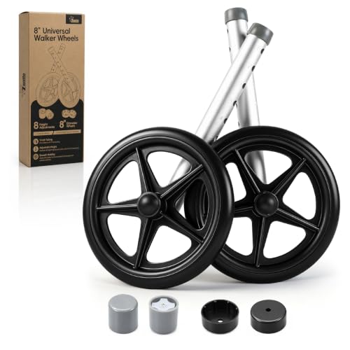 Zantle Walker Wheels, 8 Inch Wheels for Walkers for 1-Inch Walker Tubing