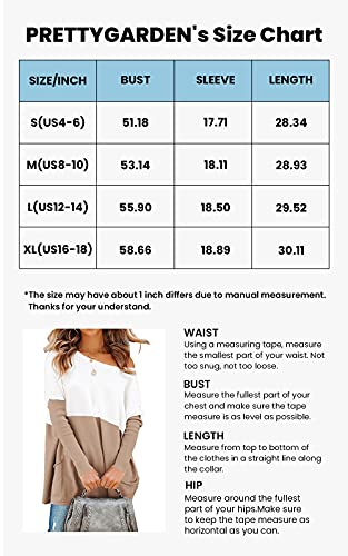 Prettygarden Women’s Causal Loose Sweater Color Block Knit Pullover Off Shoulder Comfy Jumper Tops (Khaki,Medium) #TOP4