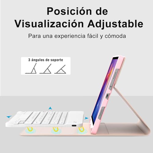 Teclado para Redmi Pad SE 11 funda protectora rosa soluciona escritura Ñ 4
