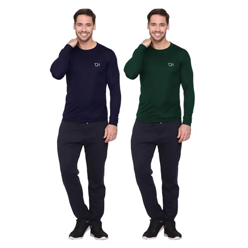 Image of TQH Full Sleeve T Shirt for Men | Pack of 2 T-Shirt for Man Full Sleeve | Gym Workout | Men's Tshirts | Slim Fit Polyester Round Neck Solid Sports T-Shirts for Running Training Casual Wear