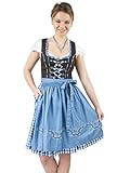 Midi Dirndl Gundel 55er Länge 2-teilig blau in 2 Farben (40, braun/SkyBlue)